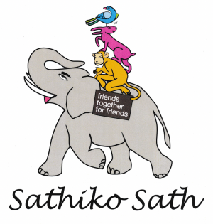 Logo Sathiko Sath challenges 2024 tbv kansarme kinderen