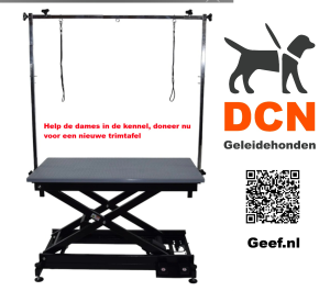 Logo Help de meiden in de kennel aan een nieuwe trimtafel